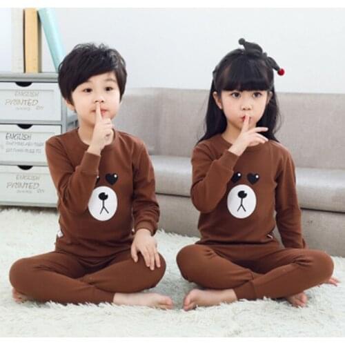 Kids Boys Pajama Sets Cartoon Print Sleepwear Long Sleeve T-Shirt Tops With Pant Girls Child Autumn Pyjamas Baby Teens Clothes
