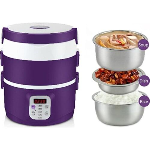 Microcomputer LED electric rice cookers heating lunch boxes 3-layer free combination 304 stainless steel liner