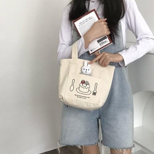 Yeqofcd Canvas Tote For Women Cute Rabbit Girls Eco Friendly Cotton Beach Bags Handbag Small Cloth Bag