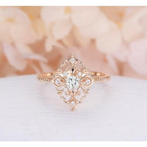 Exquisite Slim Rose Gold Diamond Ring Elegant Temperament Womens Ring Fashion Romantic Luxury Jewelry Gift Free Shipping