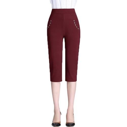 Summer Capris Pants For Women Casual Solid Pantalon Femme High Waist Pencil Pants Skinny Stretch Short Trousers Plus Size 5XL