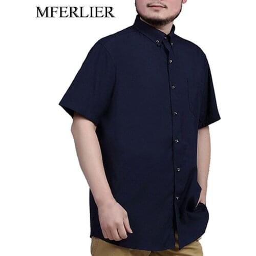 Summer shirts men 5XL 6XL 7XL 8XL Cotton Bust 149cm short sleeve Loose Plus size Casual men shirts 5 colors