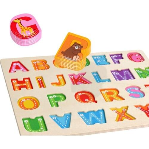 Montessori Math Toy Digital Letter Shape Puzzle Cognition Board Wooden Building Blocks Toys Kids Wood Toy Learning Resources