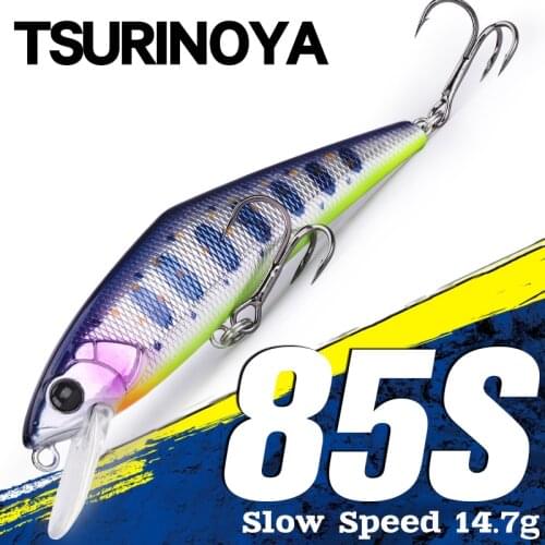 TSURINOYA Slow Speed Sinking Minnow 85mm 14.7g 85S DW99 Fishing Lure Long Casting Streams Artificial Hard Baits Trout Jerkbait