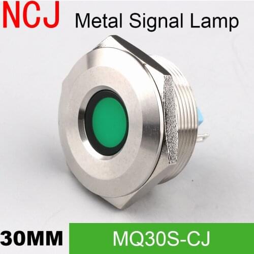 NCJ 30mm Metal LED Signal lamp Indicator pilot Warning light Signalization boat car panel dashboard 3V 6V 12V 24V 110V 220V
