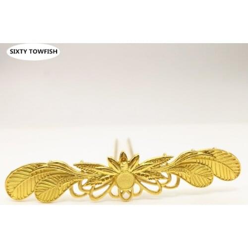 SIXTY TOWFISH Metal Retro Vintage Hair Accessory Gold/Silver color Fancy Hairpin With Hole Fashion Headwear
