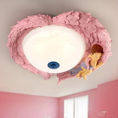 Cartoon color angel wing ceiling lamp Boy Girl Bedroom childrens room lamp lovely creative resin glass ceiling lamp