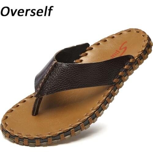 New Arrival Summer Men Flip Flops High Quality Genuine Leather Beach Sandals Spring Male Slippers Zapatos Hombre Casual Shoes