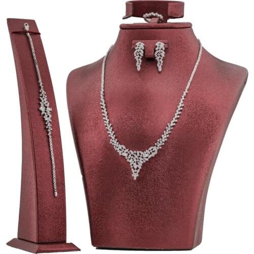 Silver Women Set with Zircon Stone New Trendy Clear Crystal Elegant Design Famale Wedding Jewelry Made in Turkey