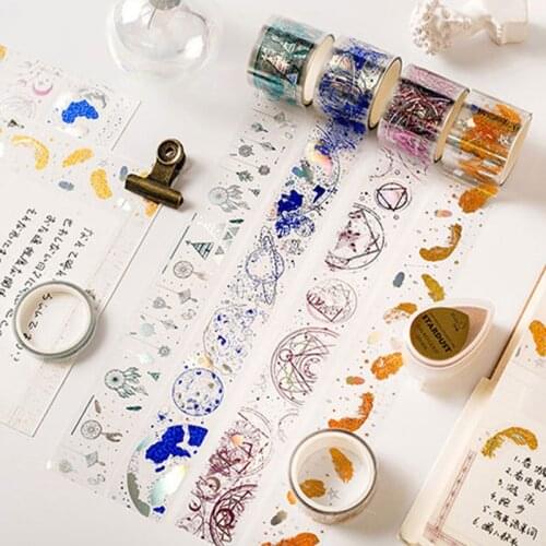 20pcs Korean Stationery PET Gold Foil Hollow Out DIY Cute Stickers Starry Feather Star Romantic Creative Stickers Stationery