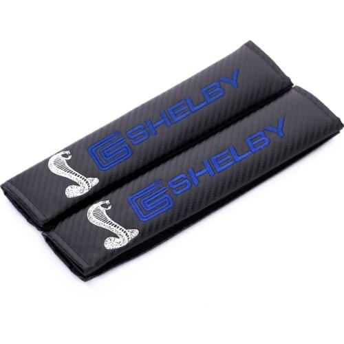 Embroidery for Shelby cobra emblem Car carbon fiber style seat belt cover shoulder pad for Ford focus 2 3 Mustang accessories