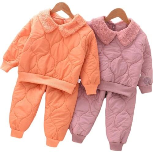 2020 New Autumn Winter girls fashion 3 colors quilted clothes sets children Casual cotton coat and casual pants 2 pcs suits1-6Y