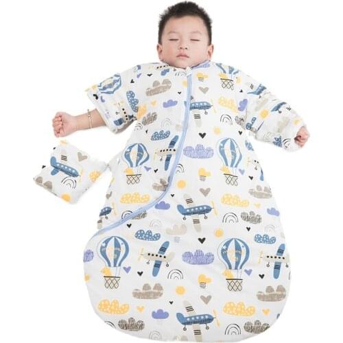 New Boys Sleeping Bag Girls Autumn Winter Thickened Warm Cartoon Mushroom Kick-proof Cotton Baby Sleepsack