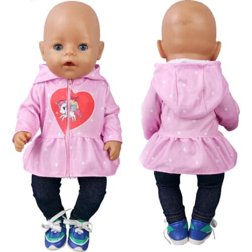 Born Baby Doll Clothes Pink heart Hoodie Sweater 18 Inch American Og Girl Dolls outwear toys apparel