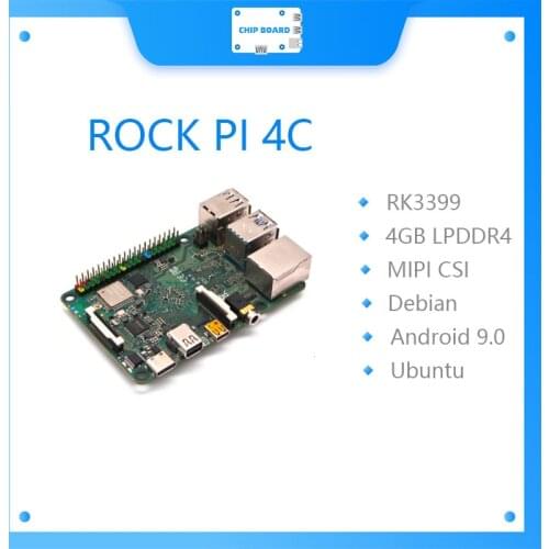 ROCK PI 4C Rockchip RK3399 4GB LPDDR4 Mali T860MP4 SBC/Single Board Computer Compatible with Official Raspberry Pi Display AI