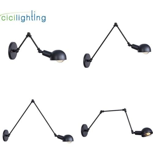 Retro style L20/L30/L40cm Black Double Long Arm Swing Robot Wall Lamp Lights Vintage Industrial Metal Sconces Home Lighting