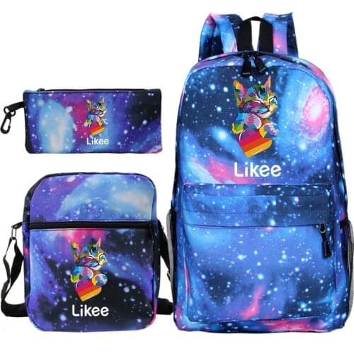 3Pcs/Set Likee App Backpack for Girls School Bags New Russia Style LIKEE Rainbow Children Backpacks Students Bookbag Travel Bags