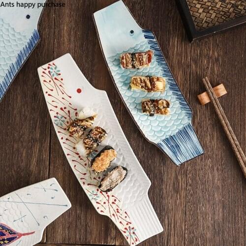 Modern Ceramic Cartoon Fish-shaped Dinner Plate Japanese Irregular Household Dessert Cooking Plate Tableware Kitchen Decoration