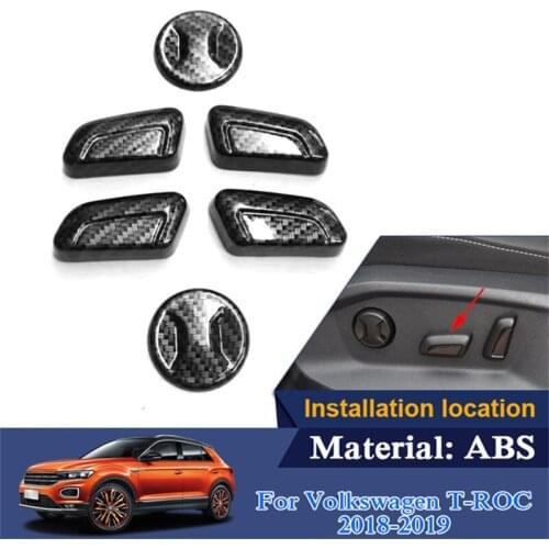 Car-Styling ABS Chrome Car Interior Seat Adjustment Decoration Sequins Stickers Accessories For Volkswagen VW T-Roc 2018 2019