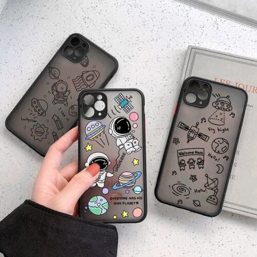 Moskado ins Cartoon Astronaut Pattern Phone Cover For iPhone 12 Mini 11 Pro Max X XR XS Max 7 8 7Plus Shockproof Hard PC Case