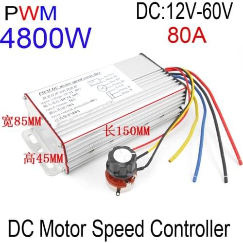 PWM 4800W high-powered Motor controller 80A DC 12V 24V 36V 48V 60V Motor Drive pwm bldc motor controller Promise speed control