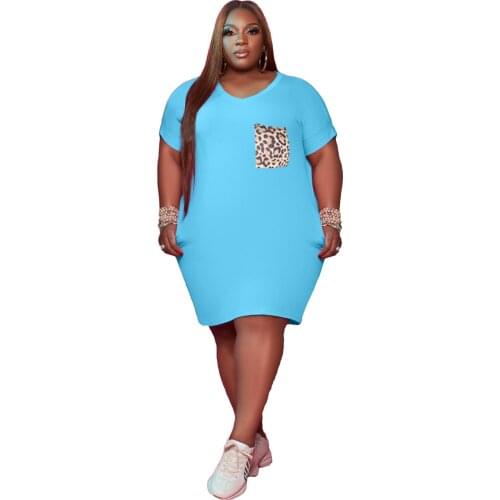 L-5XL Wholesale Plus Size Clothing Women Dresses Summer 2021 Hot Recommend Style Short Sleeve Loose Vintage Casual Dress