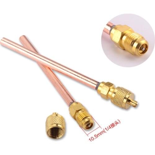 1/4 air conditioning Fluorine valve Copper Tube stem Core refueling head 63mm-128mm quick connector For Refrigeration Systems