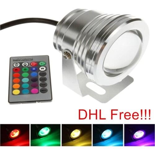 10pcs/lot,DHL Free!! Led Underwater Light RGB 10W 12V Led Underwater Light 16 Colors Waterproof IP67 Fountain Pool Lamp Dimmable
