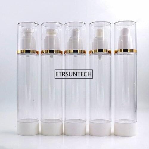 100pcs 80ml 100ml 120ml Makeup Tools Transparent Essence Pump Bottle Plastic Airless Bottles For Lotion Shampoo F3404
