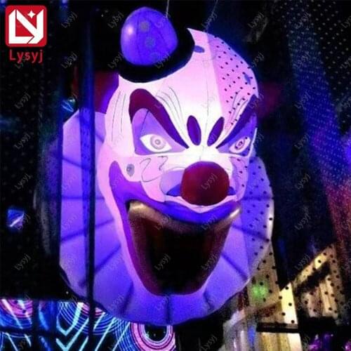 2.5 Meters Inflatable Clown Head With Lights / 8.2 Feet Giant Inflated Halloween Ghost Mask
