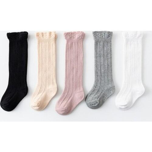 5 Pair/set Baby Stocks Combed Cotton Floor Socks Newborn Ruffled Baby High Socks Baby Socks Lace Stockings Toddler Accessories