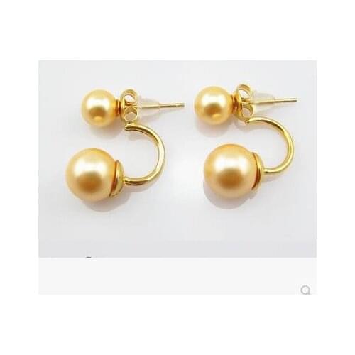 925 real natural big Nanyang natural mother of Pearl Earrings round to 925 is a multi band small fresh girlfriend