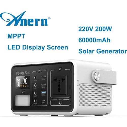 Anern Solar Generator Charging Portable Solar Power Station 220V 200W 60000mAh Outdoor Energy Power Supply