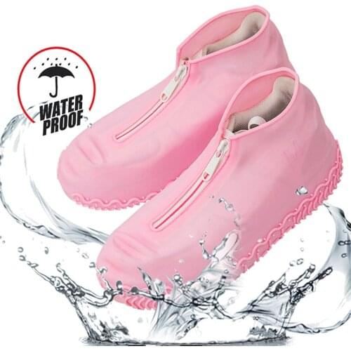 Outdoor Waterproof Reusable Shoe Cover Anti Rain Zipper Cover Shoes Men/women Thick Sole Rain Shoes Covers Foot Wear Accessories