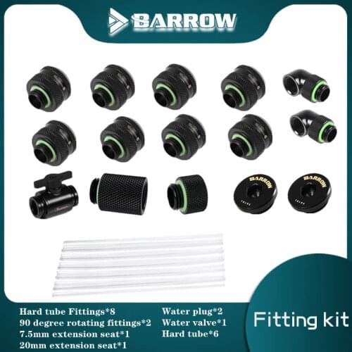 Barrow AIO PC Hard tube fittings Water Cooling Kit DIY Computer With Fittings Liquid Loop Kit Black Silver White Gold