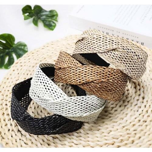 Bohemian Hairband Weaving Knotted Headband for Women Cross Knot Handmade Hair Hoop Hairband Hair Accessories