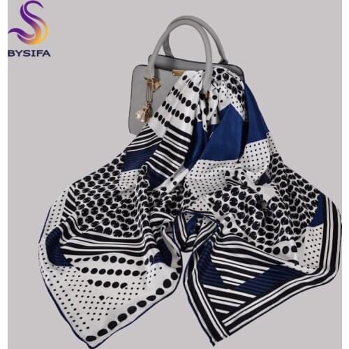 BYSIFA|Classical Polka Dot 100% Silk Scarf Female Brand Design Scarves Muslim Scarf Hijab Winter Ladies Square Scarves 108*108cm
