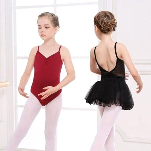 Children Dances Uniforms Girls Suspenders Cotton Jumpsuit Skirt Kids Ballet Dancing Practice Costumes Dance Gymnastics D-0337
