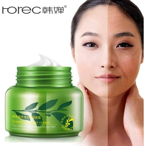 ROREC 50g Green Tea Essence Face Cream Moisturizing Nourishing Day Cream Anti Aging Ageless Hydrating Lift Firming Facial Cream