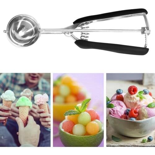 FenKicyen 304 Stainless Steel 5cm Ice Cream Scoop Kitchen Ice Cream Ball Fruit 3/4m Potato Watermelon Spoon Spring Handle Tools