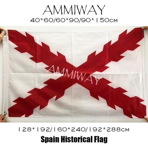 AMMIWAY Any Size Single or Double Sided Spain Spanish Empire Cross of Burgundy Historical Flags and Banners Print Custom Flags