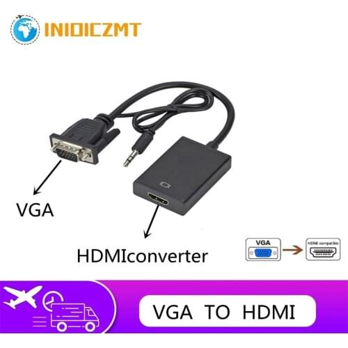 INIOICZMT VGA to HDMI conversion head with audio VGA male to HDMI female laptop with monitor cable TV projector converter