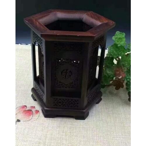 Exquisite Chinese Classical Antique Style Manual Mkuruti Wood Auspicious "Fu" Pen Pot