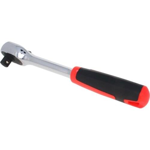 Utoolmart 1/4" 3/8" 1/2" Ratchet Socket Wrench 72 Teeth Plastic Straight/Curved Handle CR-V Polished Chrome Ratchet Wrench 1pc