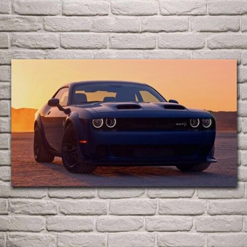 Cool muscle car challenger srt demon hellcat red auto show living room decor home art decor wood frame fabric poster