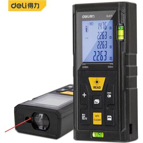 Deli4171 Laser Range Finder 100m Construction Level Goniometer Electronic Measuring Instruments Bubble Level Ruler Digital Level
