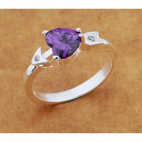 AR555 Hot sterling ring, fashion jewelry, simple purple heart /axrajoya aylajpsa silver color