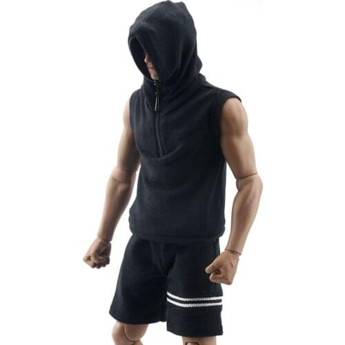 1/6 Scale Male Sweater with Hood Clothes Men Sportswear Fashion Sleeveless Vest Clothing for 12" Action Figure Body Doll