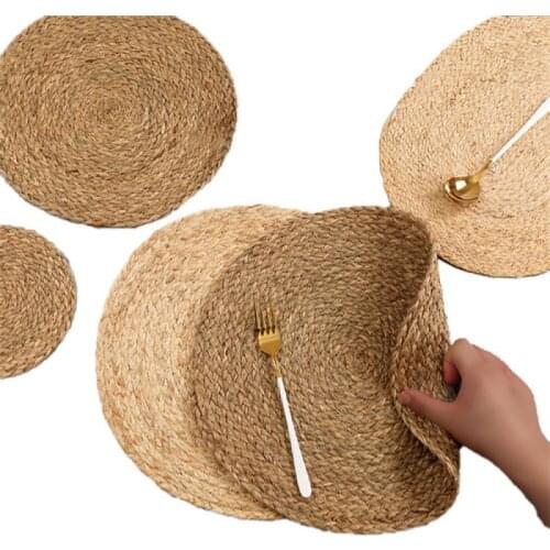 Japanese-style natural aquatic corn husk hand-woven placemats potholdersround western food coasters household supplies