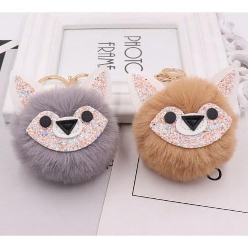New Hot cute animals Fake Rabbit Fur Ball Key Chain Pompom Key Chain Pom Pom Key Rings Girl Women Bag Jewelry
